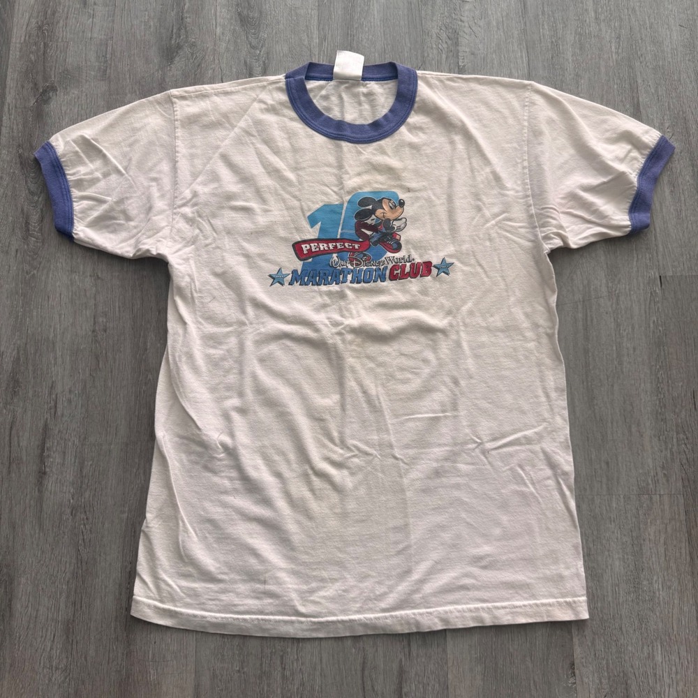 Vintage Disney World Run Marathon Club 10th Anniversary Ringer T-Shirt AAA Large